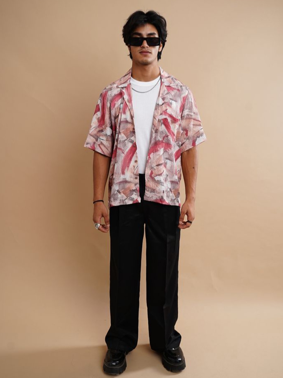 

Big Bunny Men Custom Opaque Printed Casual Shirt, Pink