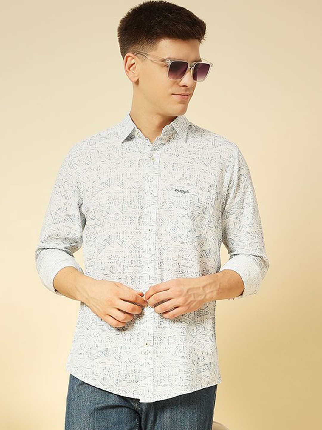

ENSPYR Men Opaque Printed Casual Shirt, Blue