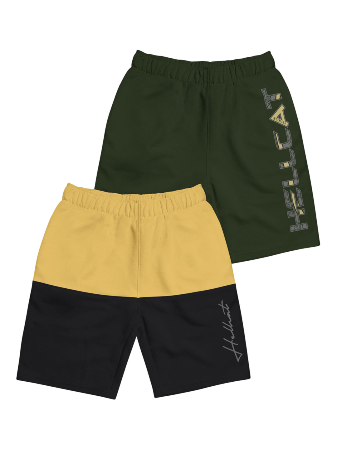

HELLCAT Boys Typography Printed Shorts, Green