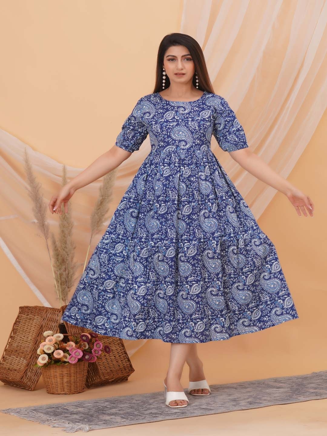 

Malia Floral Print Fit & Flare Midi Dress, Blue