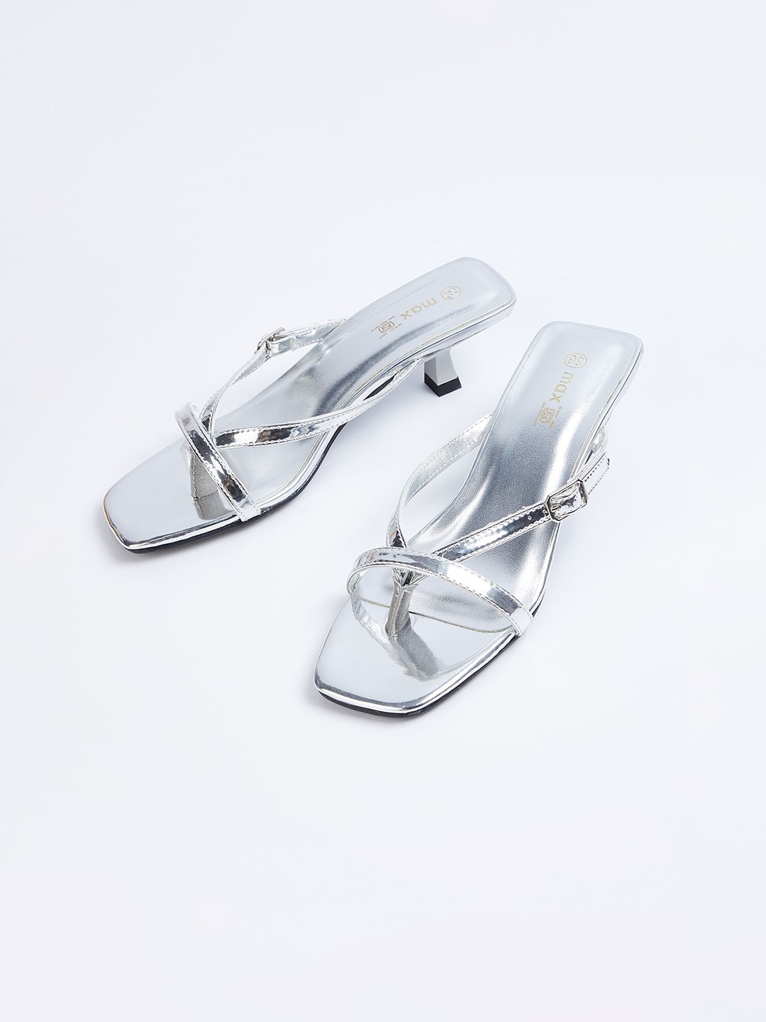 

max Textured PU Kitten Mules, Grey