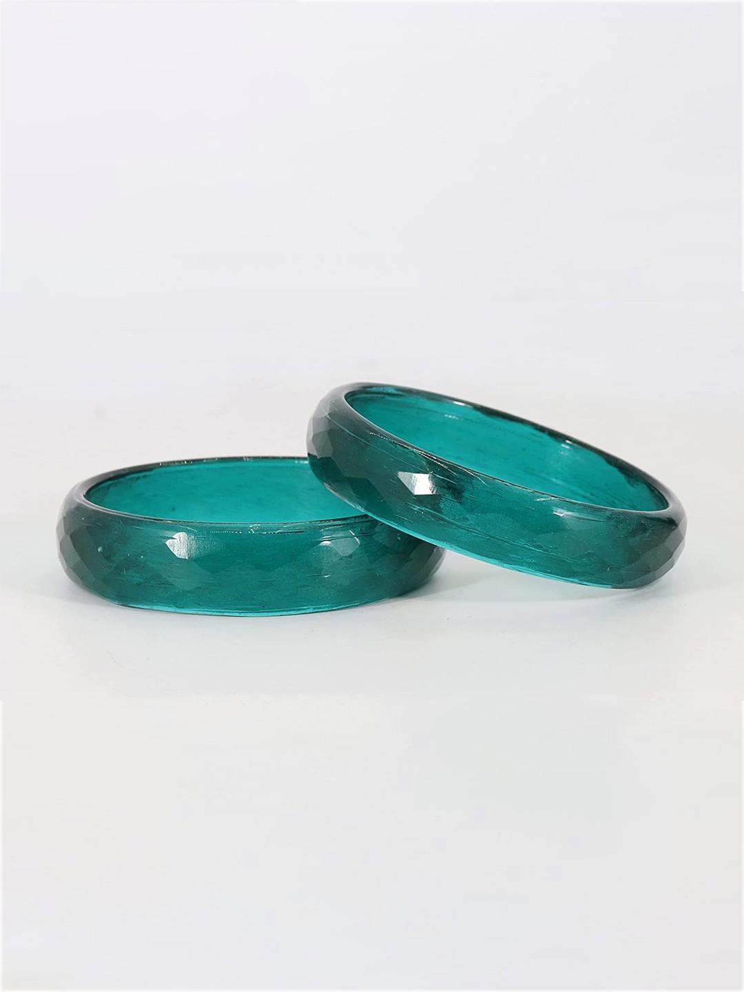 

ZULKA Set Of 2 Diamond Engraved Glossy Finished Bangles, Blue