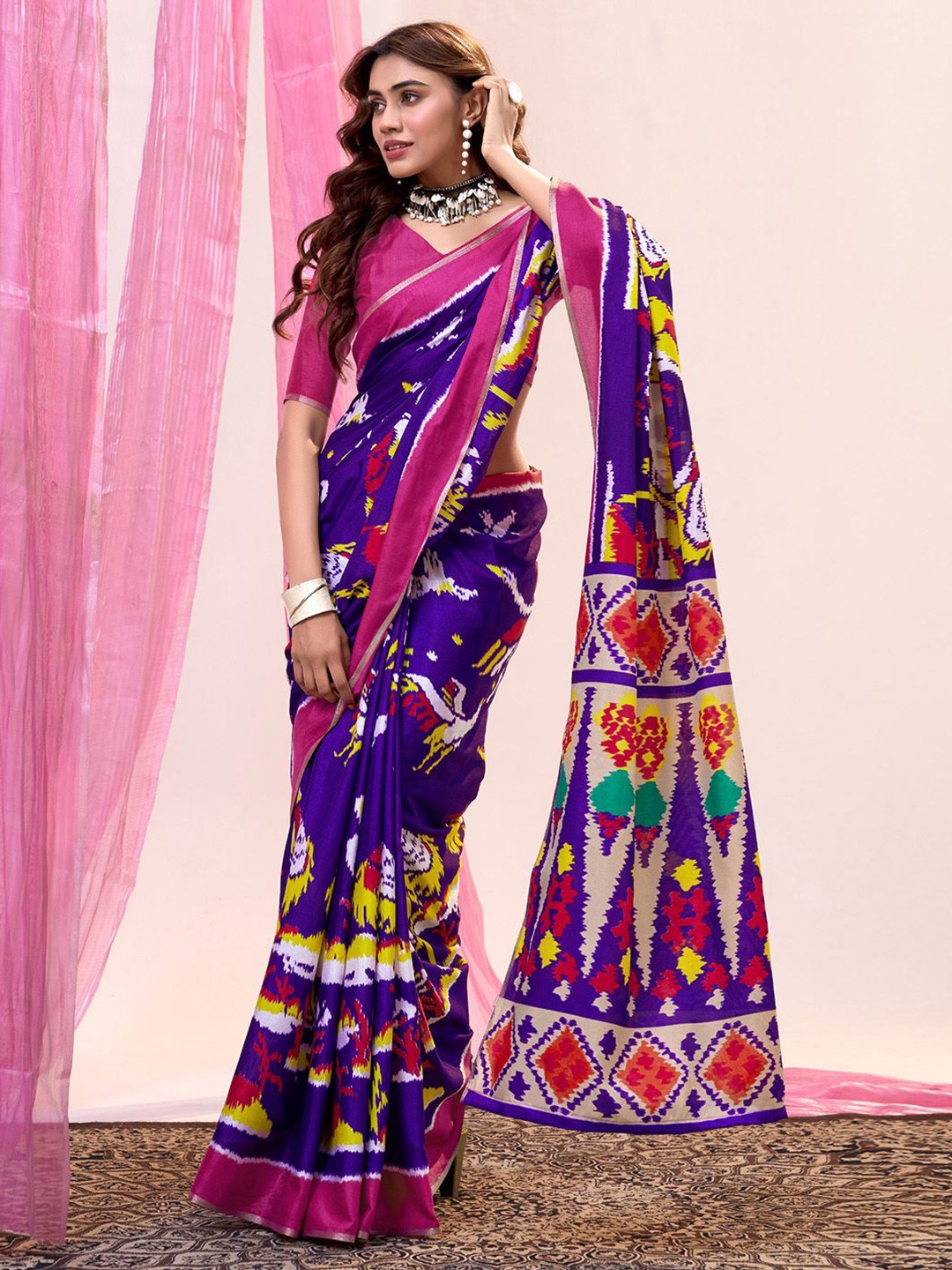 

LeeliPeeri Designer Zari Silk Blend Tussar Saree, Violet