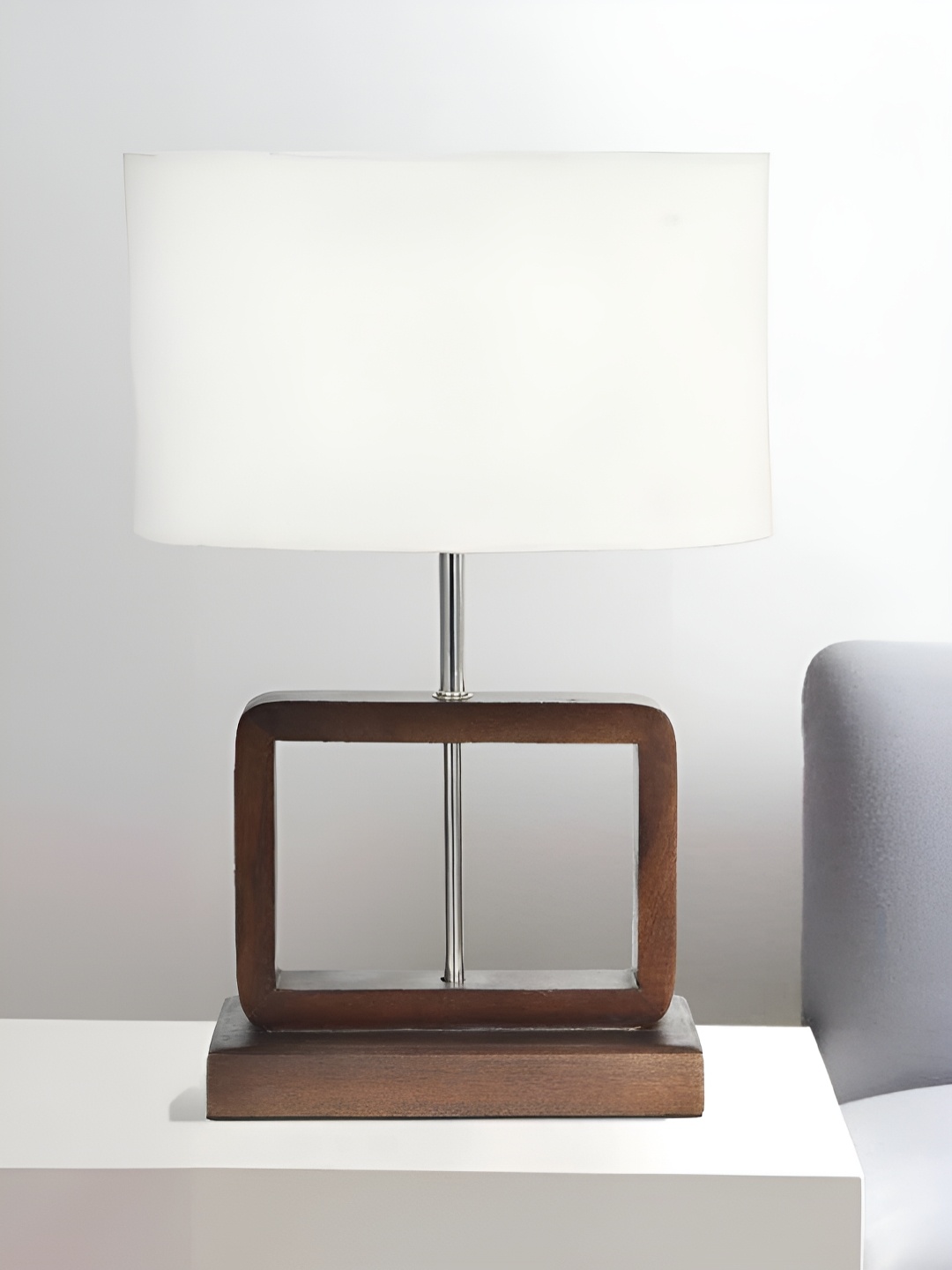 

Royaloak Brown Wood Cylindrical Shaped Table Lamp