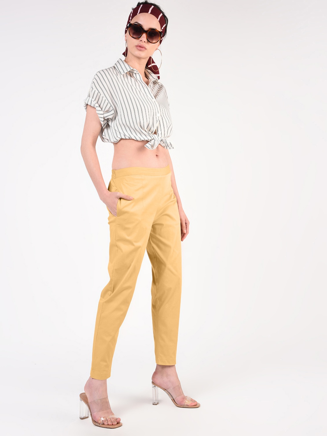 

FLOREOS Women Comfort Easy Wash Trousers, Gold