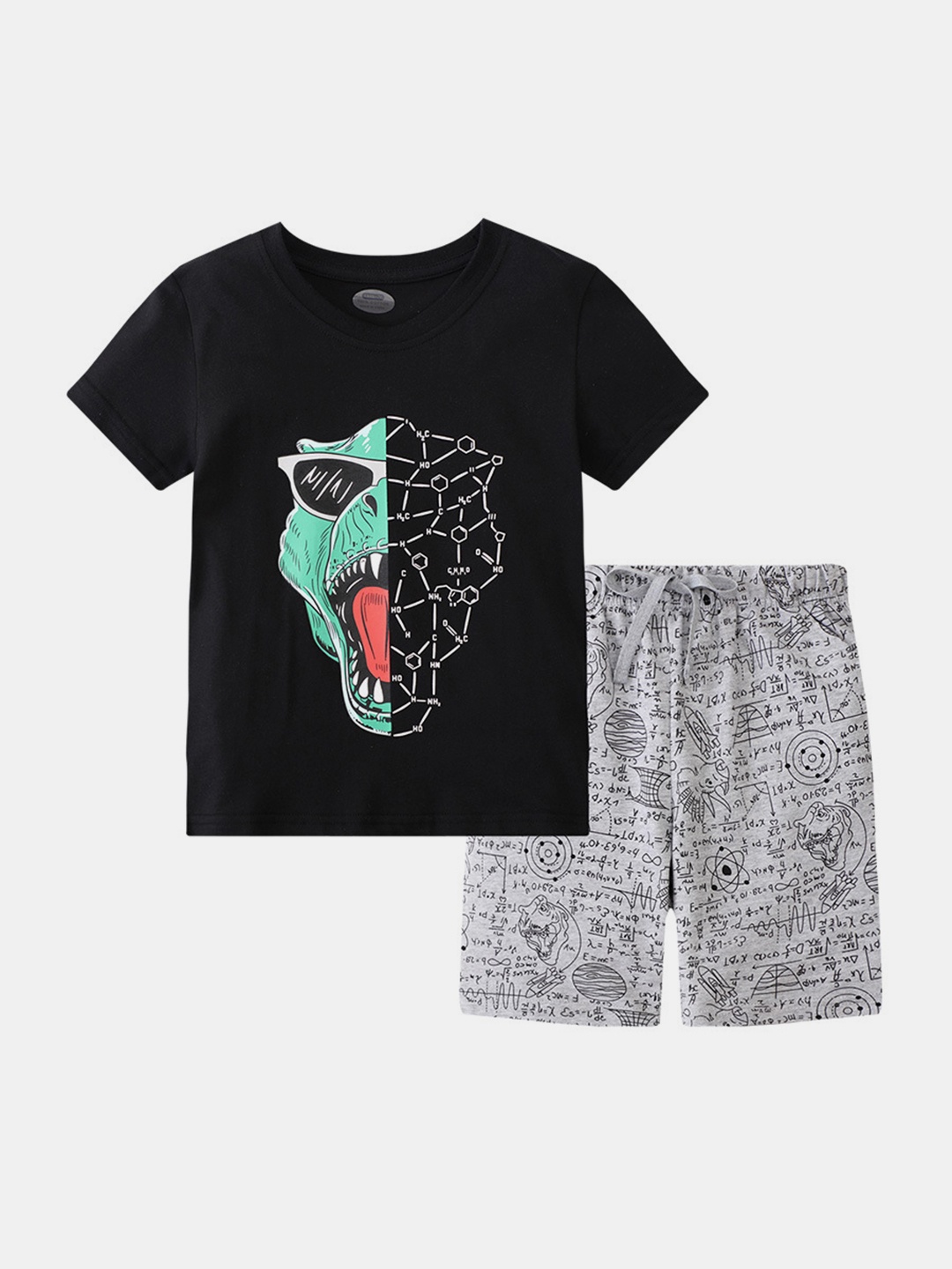 

YK Boys Printed T-Shirt With Shorts, Black