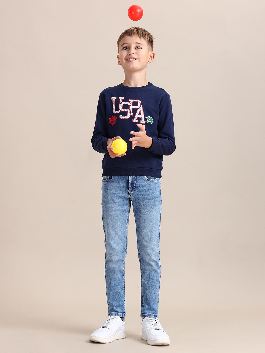 

U.S. Polo Assn. Kids Boys Slim Fit Heavy Fade Stretchable Jeans, Blue
