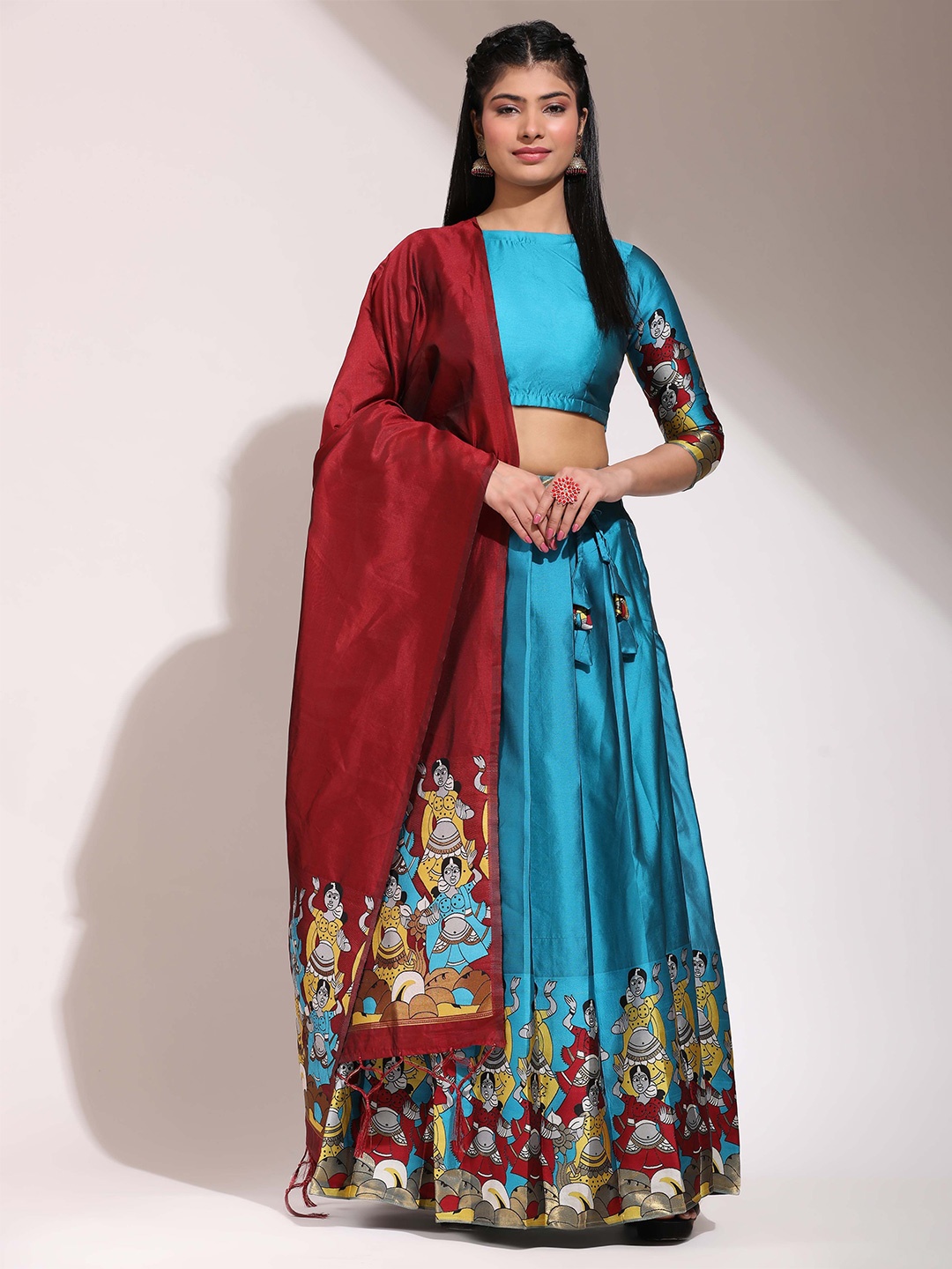 

Payu Semi-Stitched Lehenga & Unstitched Blouse With Dupatta, Blue