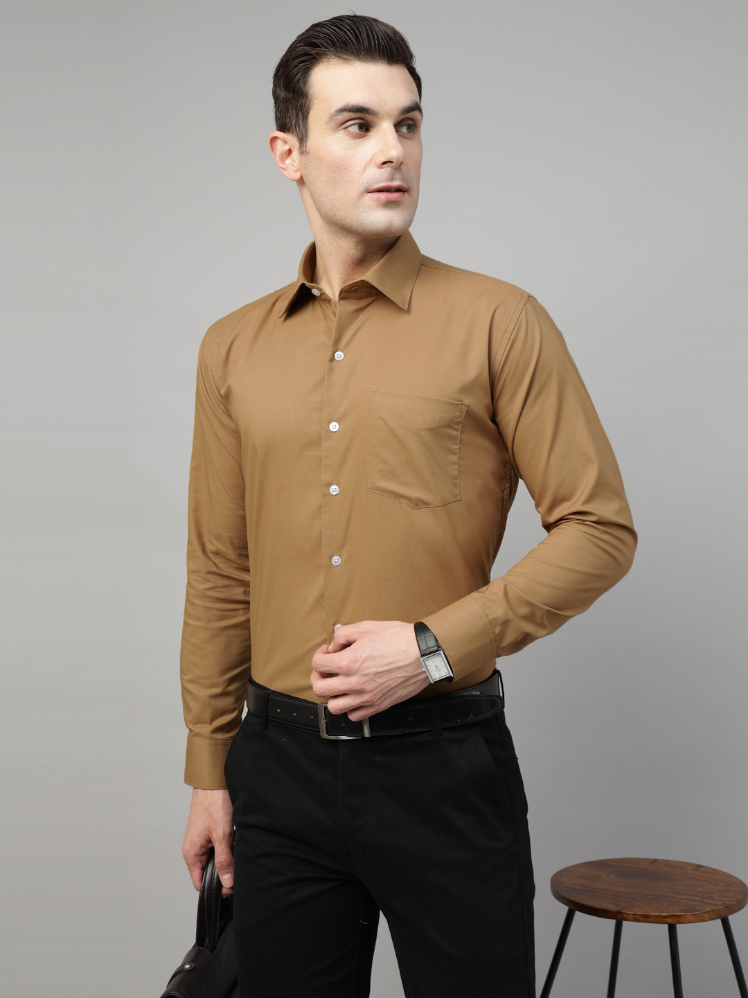 

Hancock Men Slim Fit Stretchable Formal Shirt, Mustard