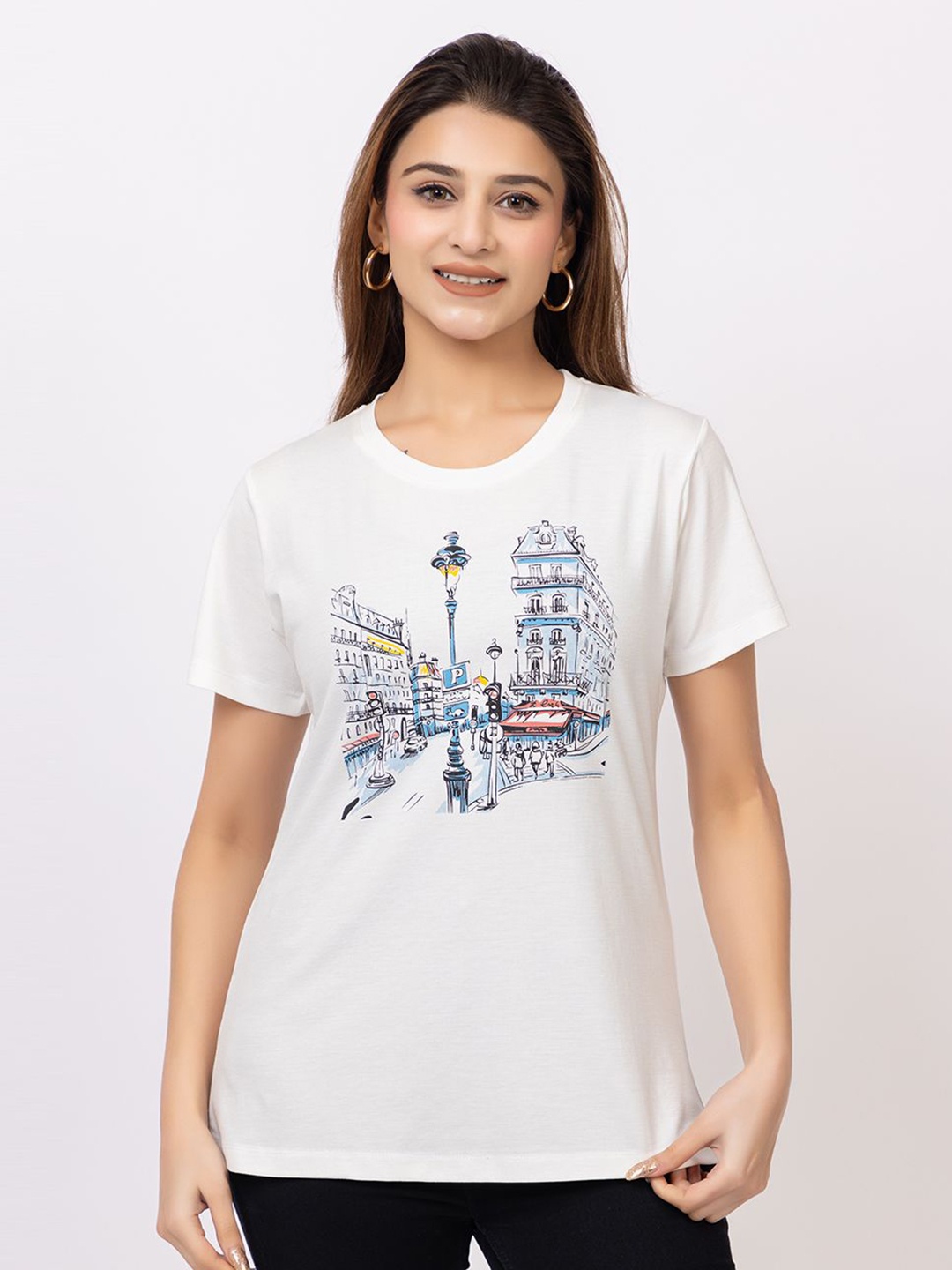 

Lory Print Cotton Top, White