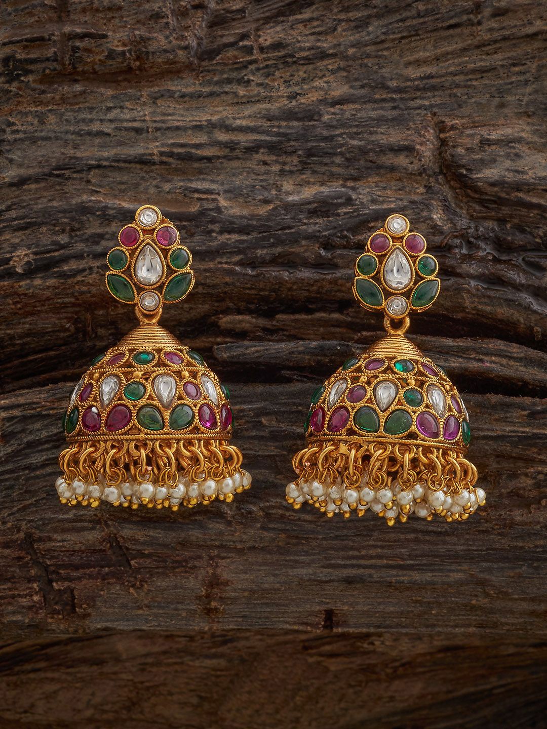 

Kushal's Fashion Jewellery Dome Shaped Jhumkas Earrings, Red