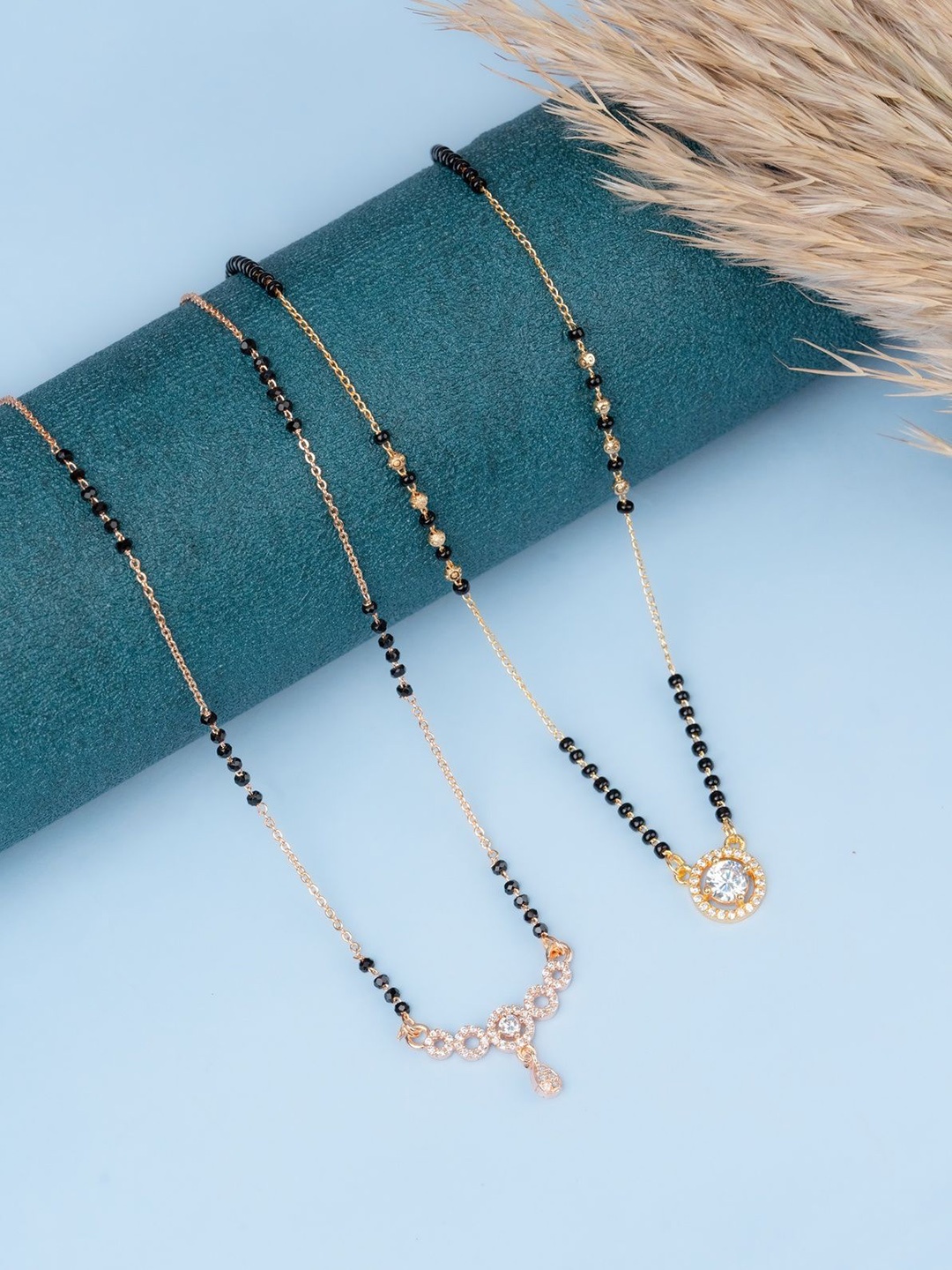 

Zeraki Jewels Gold-Plated Artificial Stones and Beads Mangalsutra