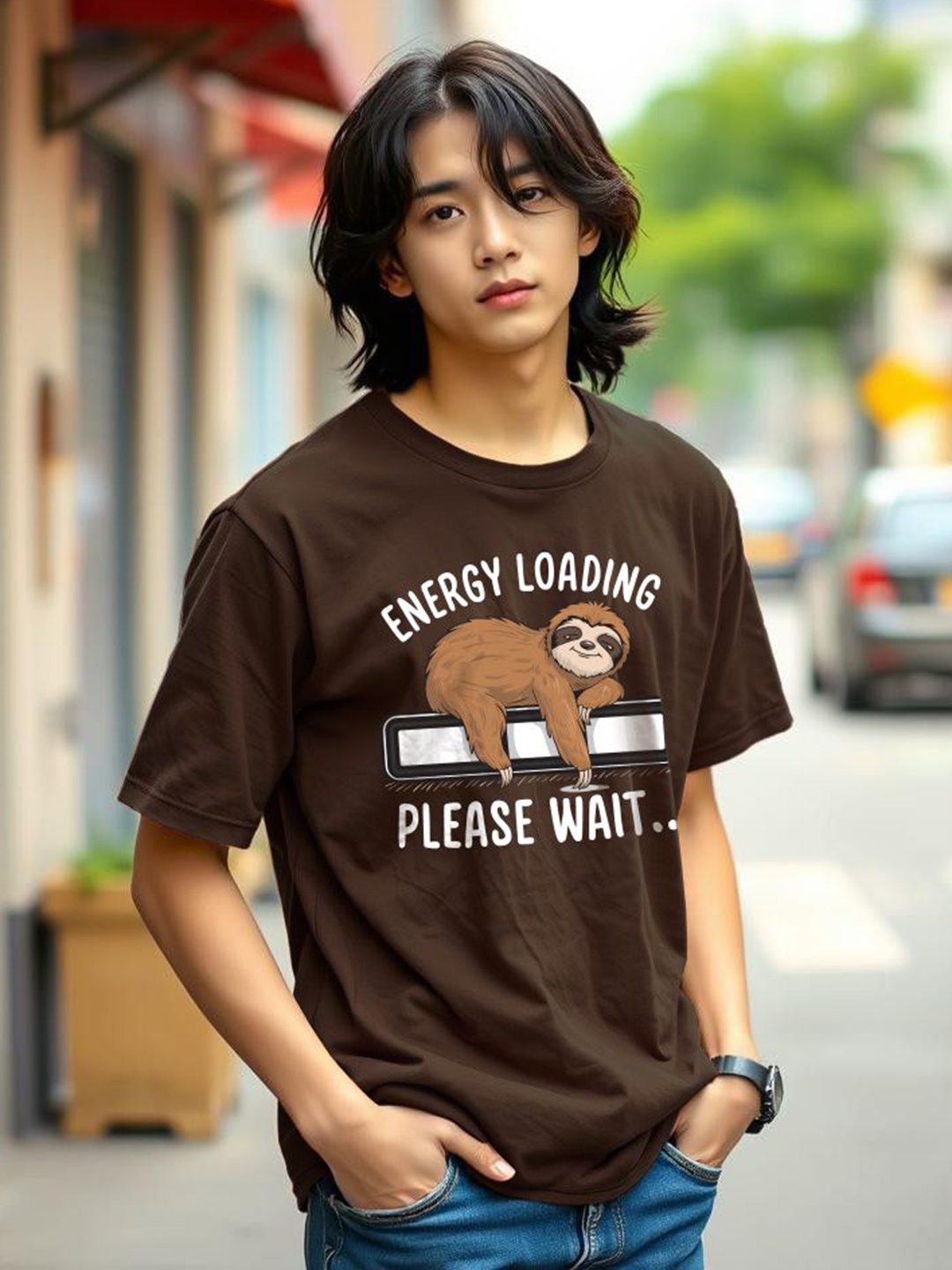 

TOGS & TERRE Men Typography Printed Organic Cotton T-shirt, Brown