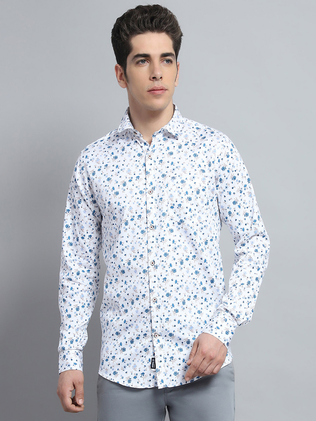

Monte Carlo Men Floral Opaque Printed Casual Shirt, Blue