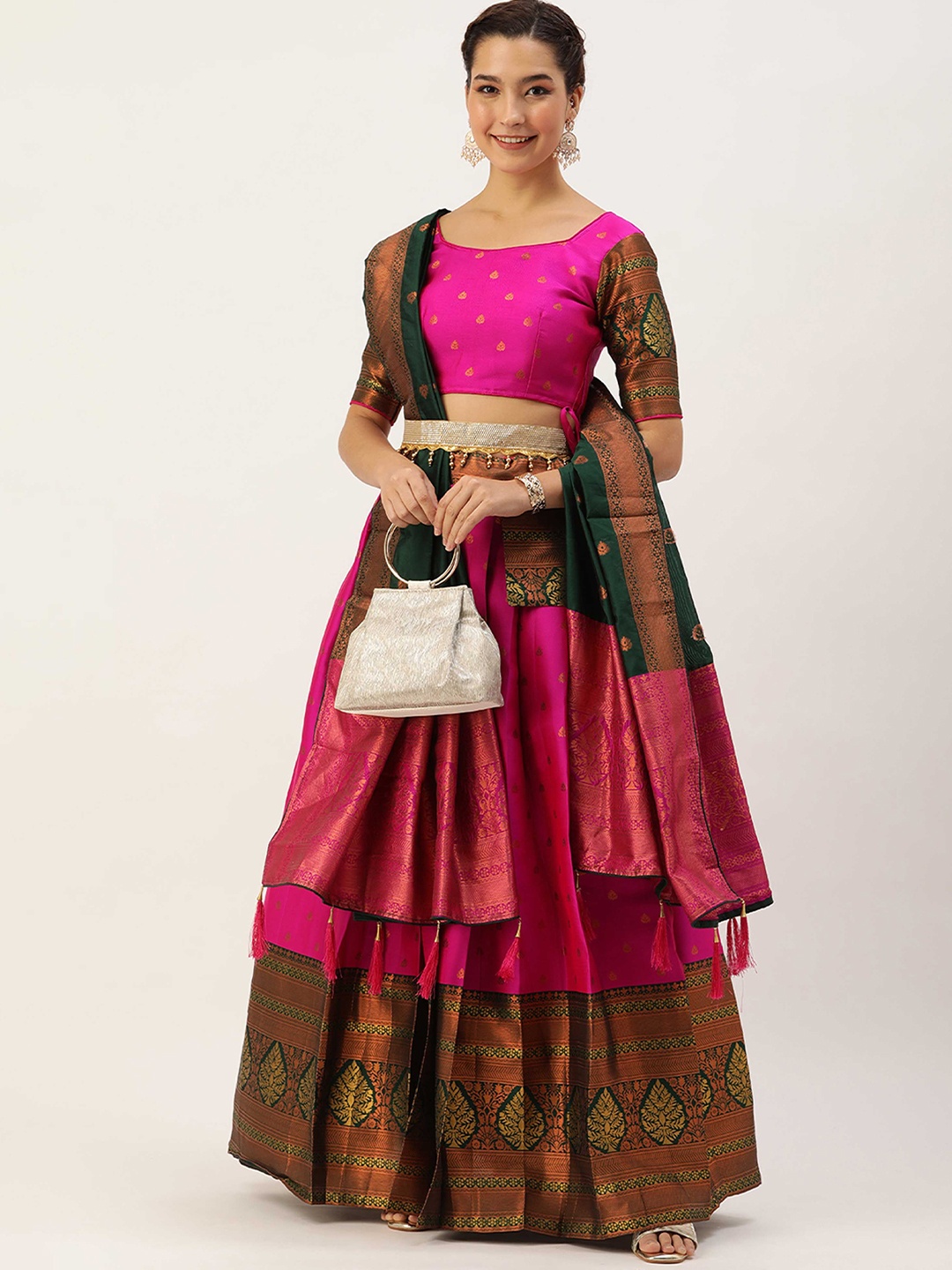 

Payu Semi-Stitched Lehenga & Unstitched Blouse With Dupatta, Pink