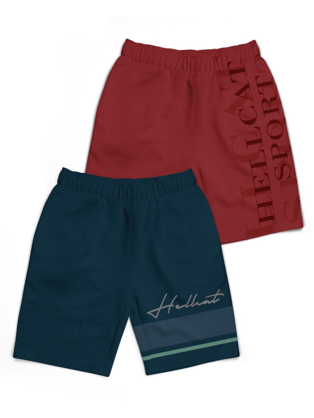 

HELLCAT Boys Typography Printed Shorts, Maroon