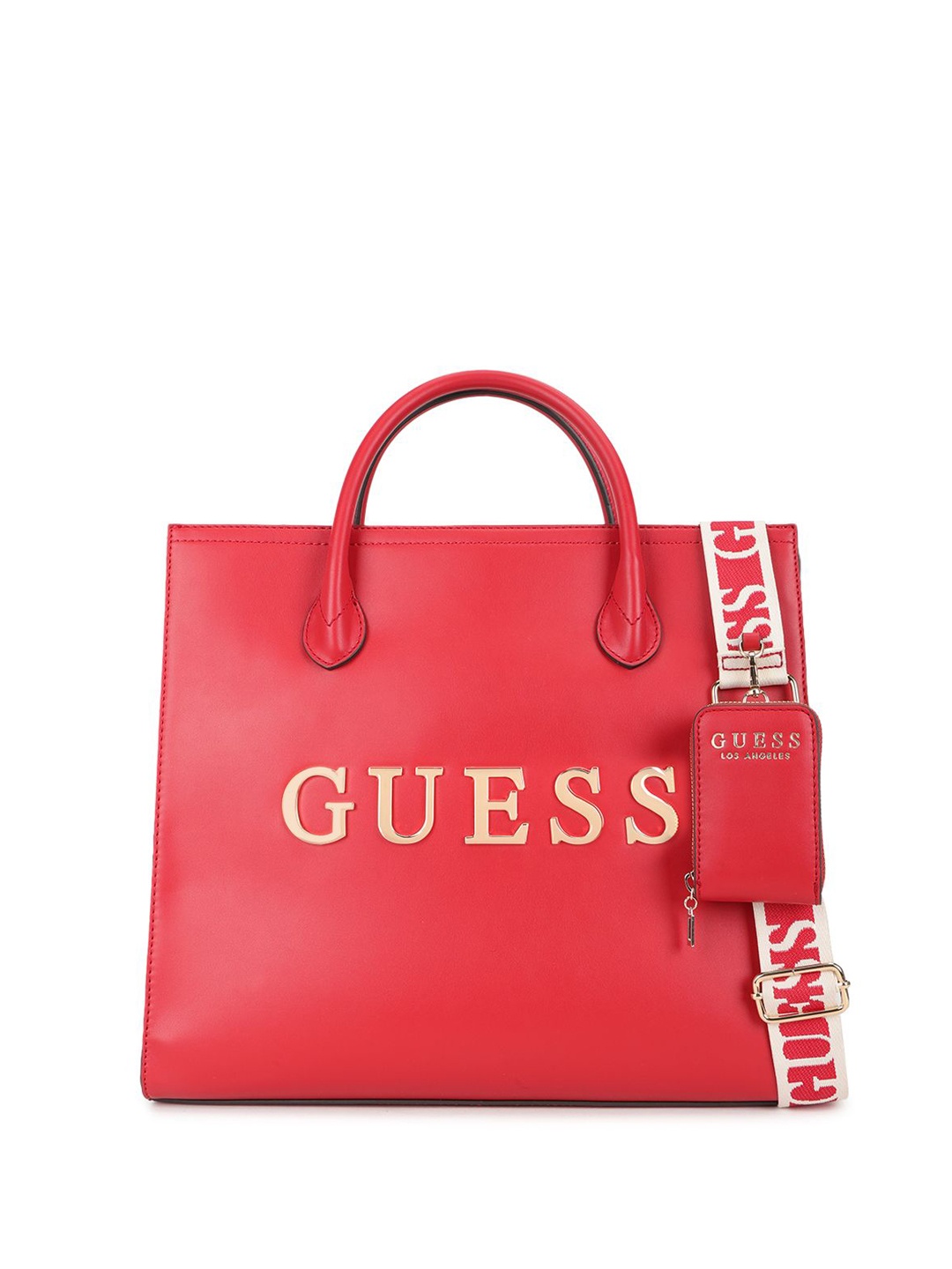 

GUESS PU Shopper Tote Bag with Applique, Red
