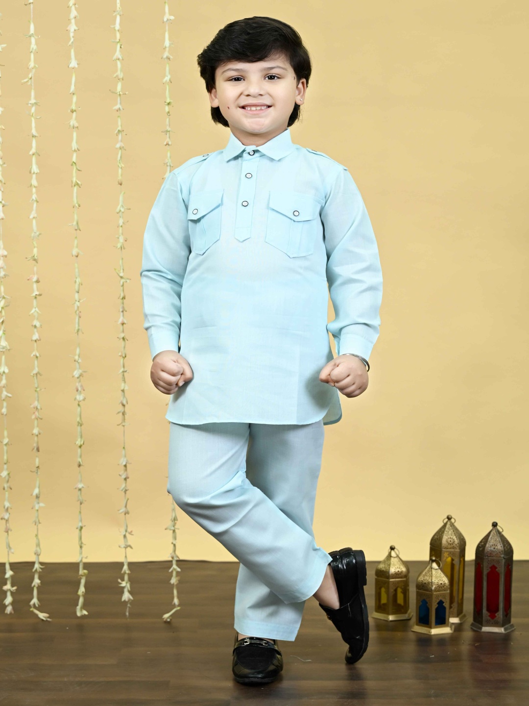 

BT DEZINES Boys Regular Kurta with Trousers, Blue