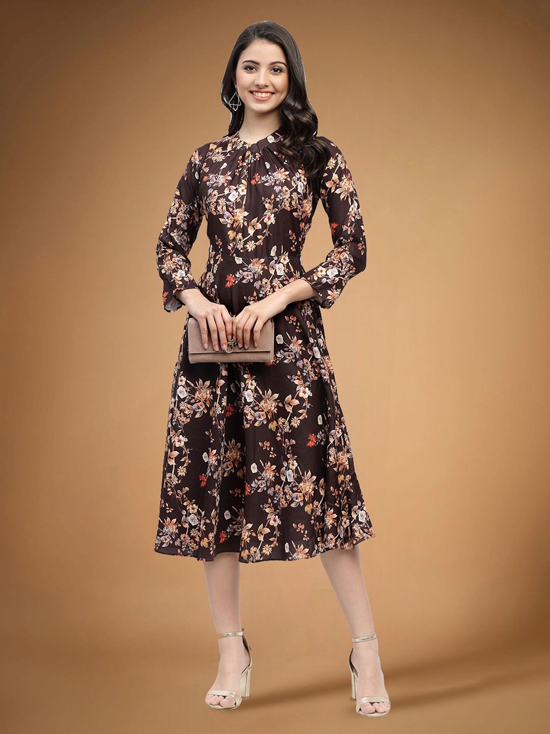 

Moda Rapido Floral Print Applique Fit & Flare Dress, Multi