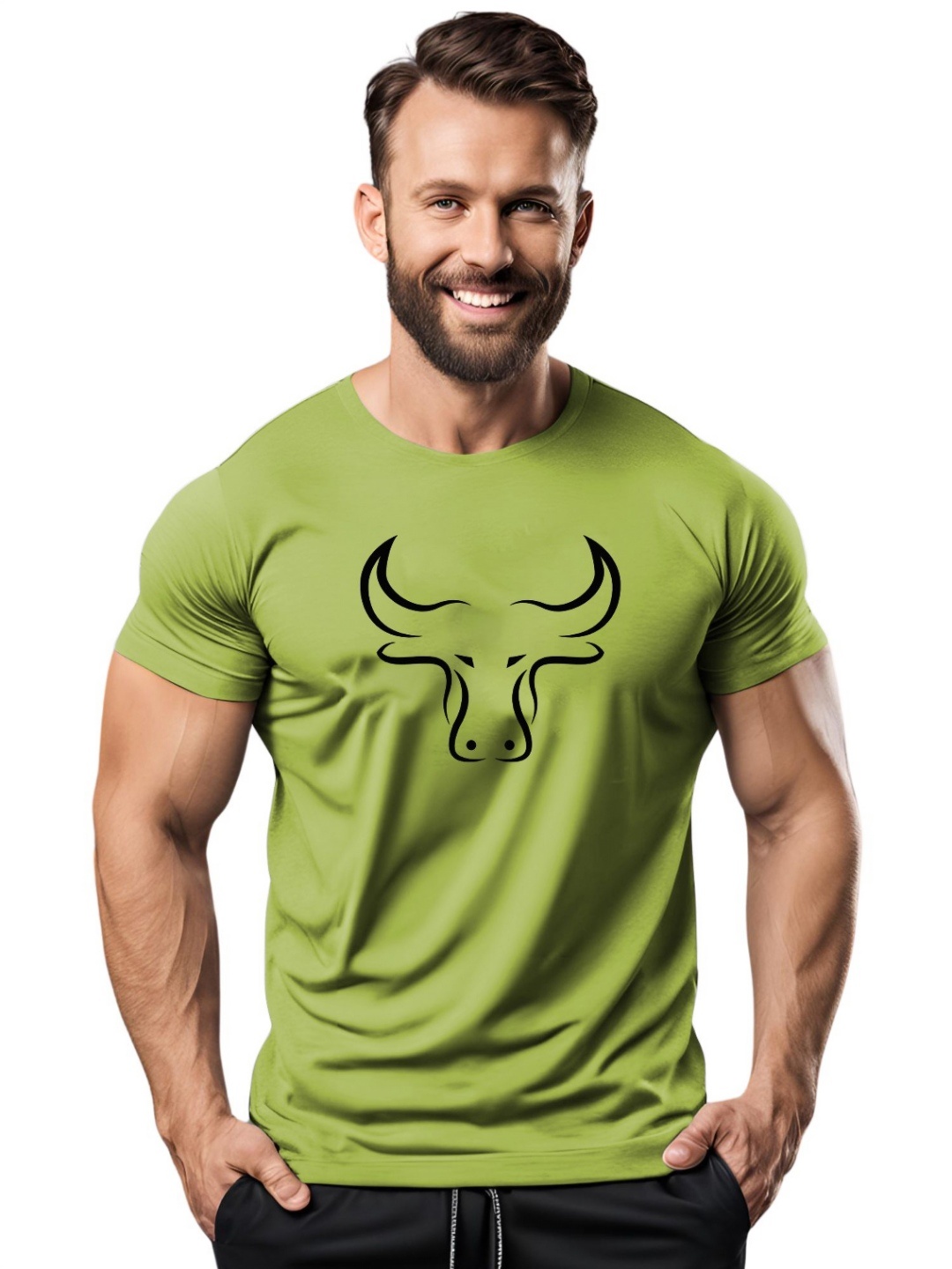 

3Colors Men Moisture Wicking Applique T-shirt, Green