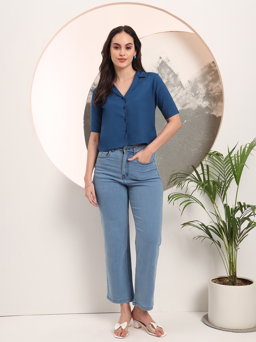 

Taswak Women Contemporary Opaque Casual Shirt, Blue
