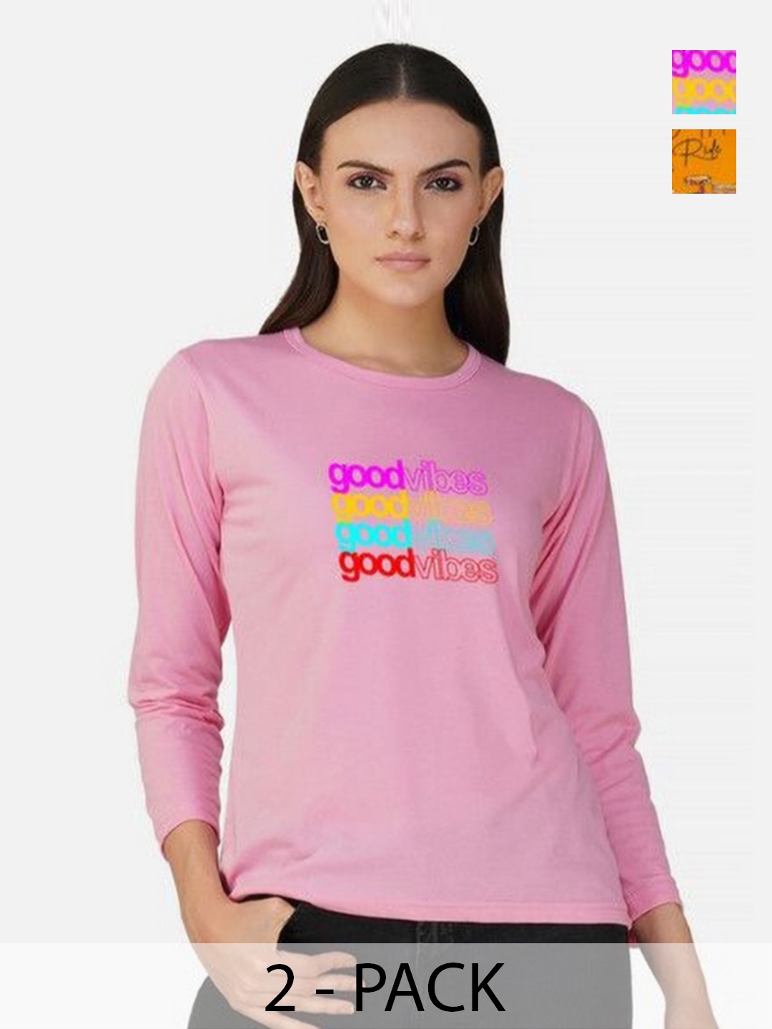 

Metronaut Women 2 Printed Bio Finish Applique T-shirt, Mustard