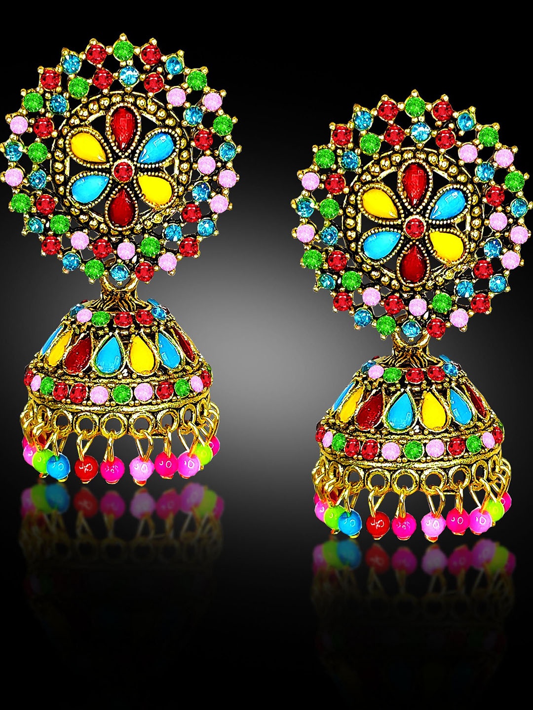 

Adhvik Classic Jhumkas Earrings, Multi