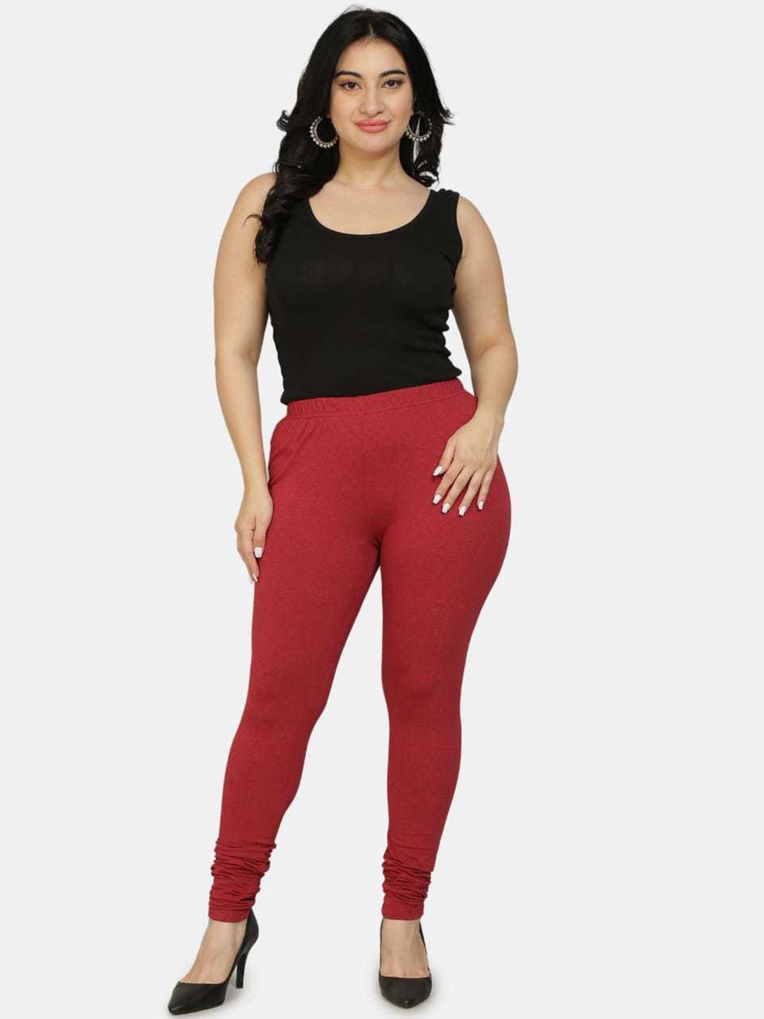 

URBAN KANYA Cotton Ankle Length Leggings, Maroon