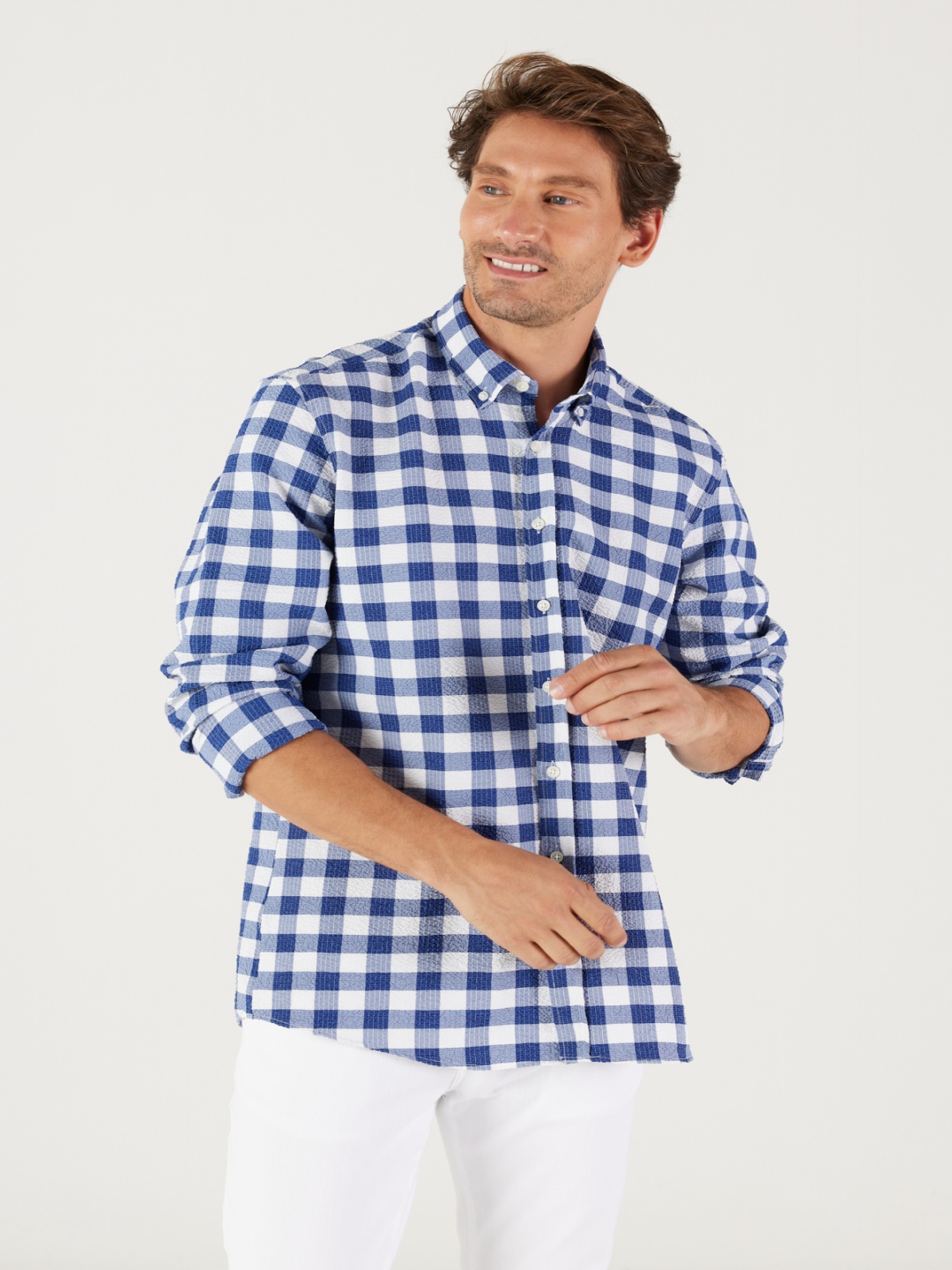 

ALTINYILDIZ CLASSICS AC Co. Men Gingham Checks Opaque Checked Casual Shirt, Na