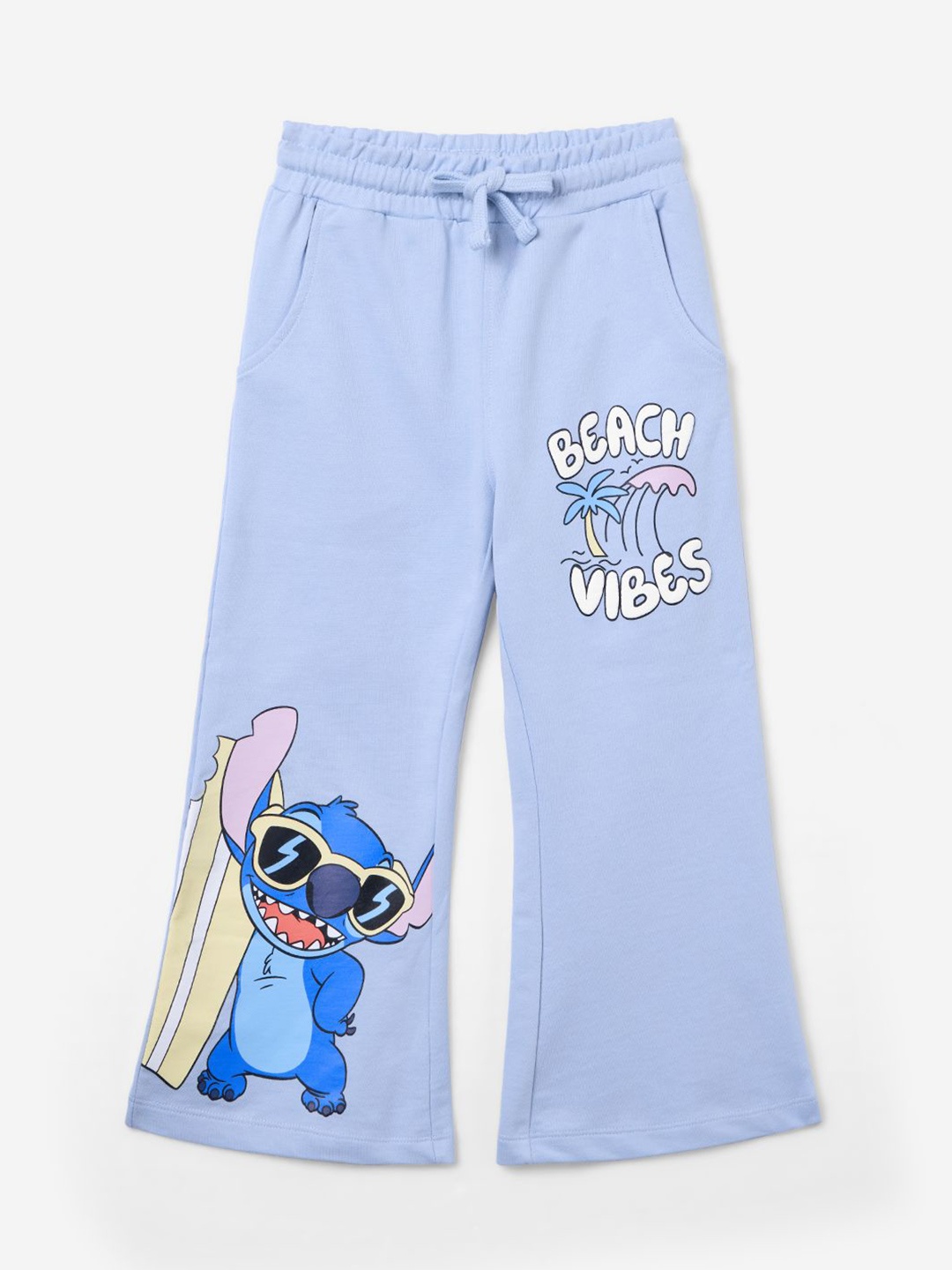 

The Souled Store Girls Lilo & Stitch Beach Vibes Printed Pure Cotton Joggers, Blue