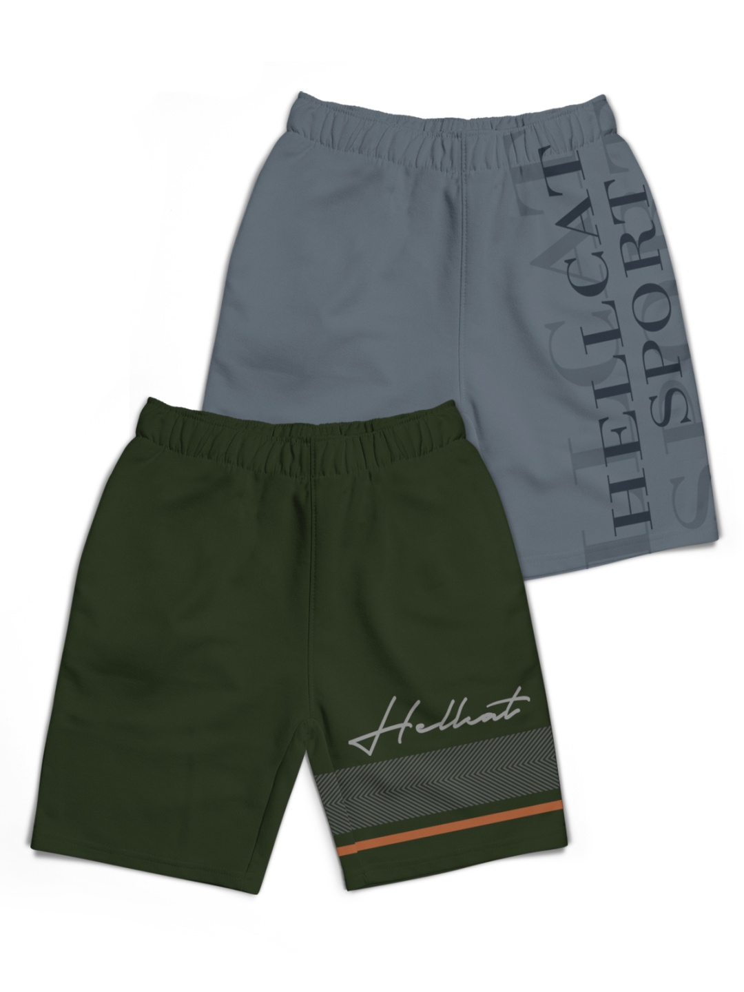 

HELLCAT Boys Typography Printed Shorts, Olive