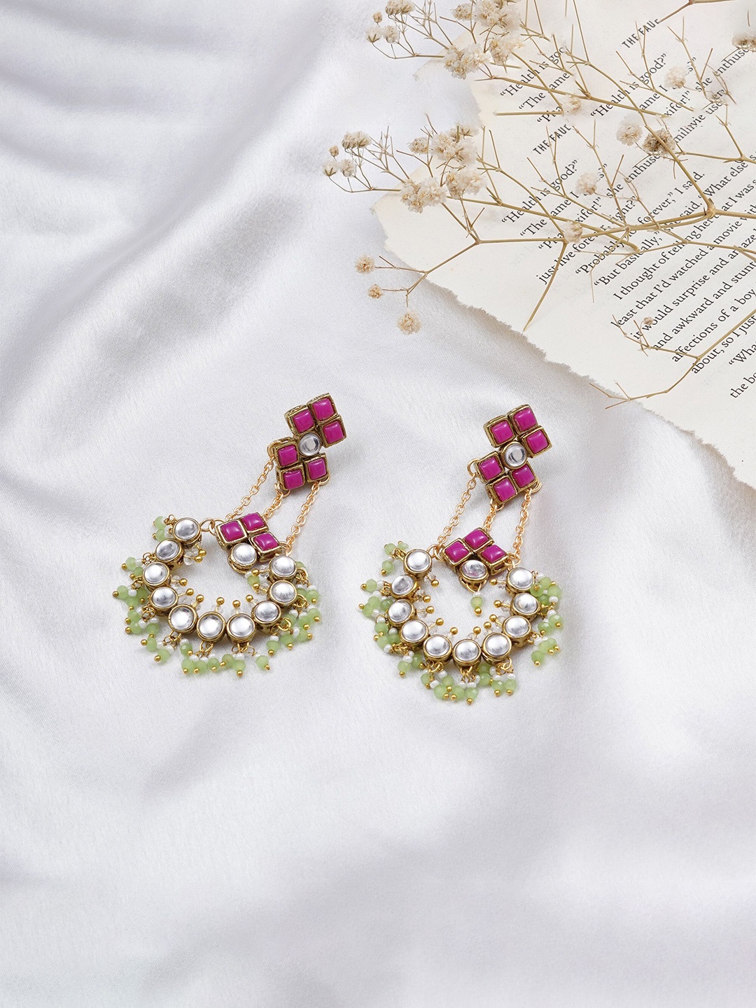 

BeAbhika Contemporary Drop Earrings, Green