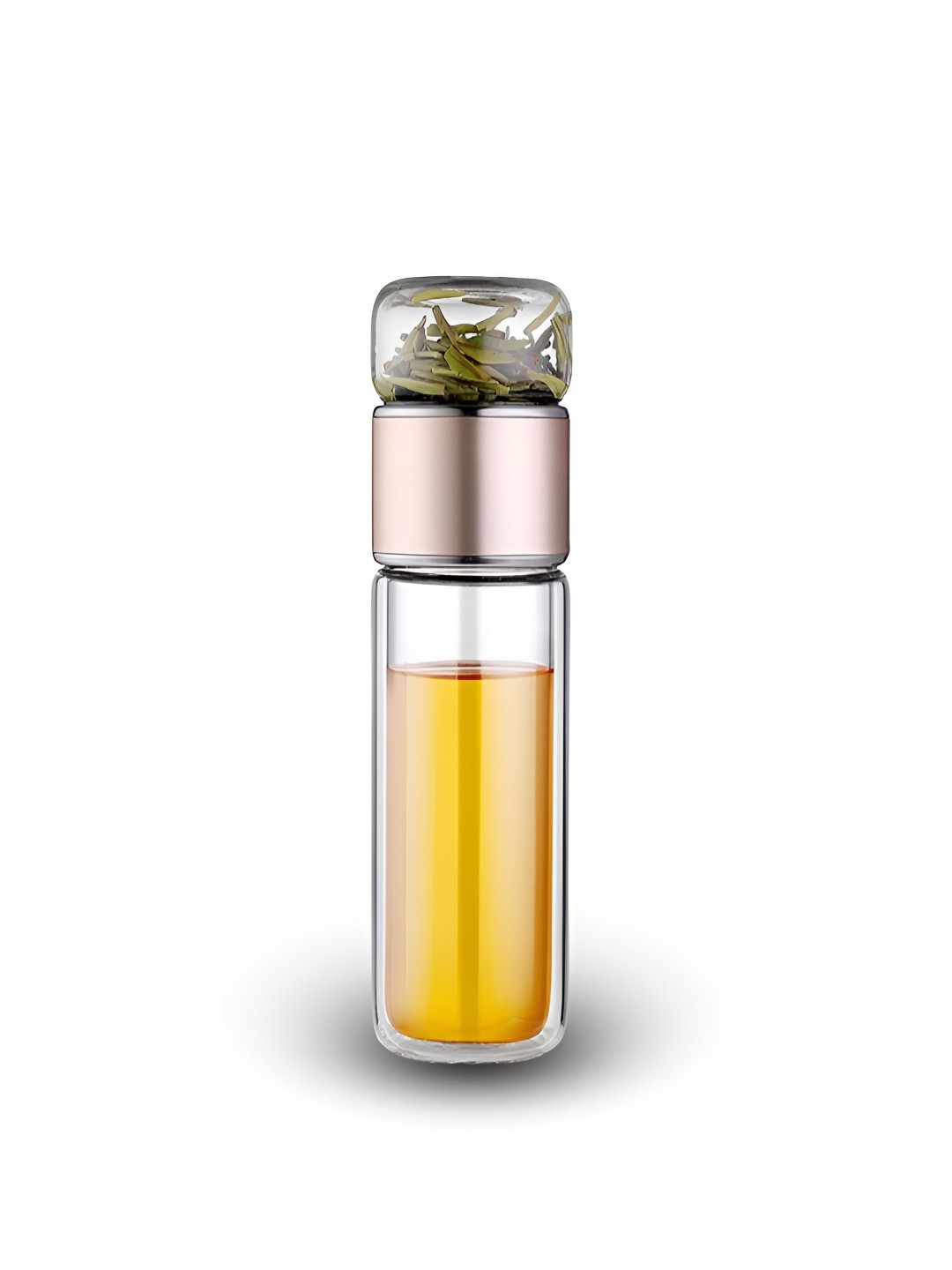 

YELONA Transparent & Champagne Single Glass Solid Double Wall Vacuum Water Bottle