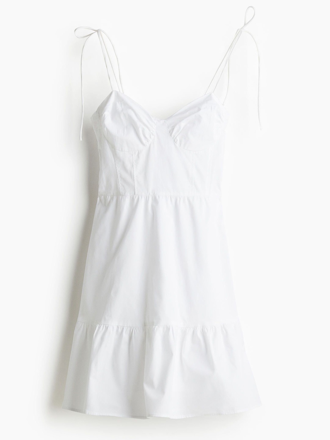 

H&M Tie-Top Poplin Dress, White