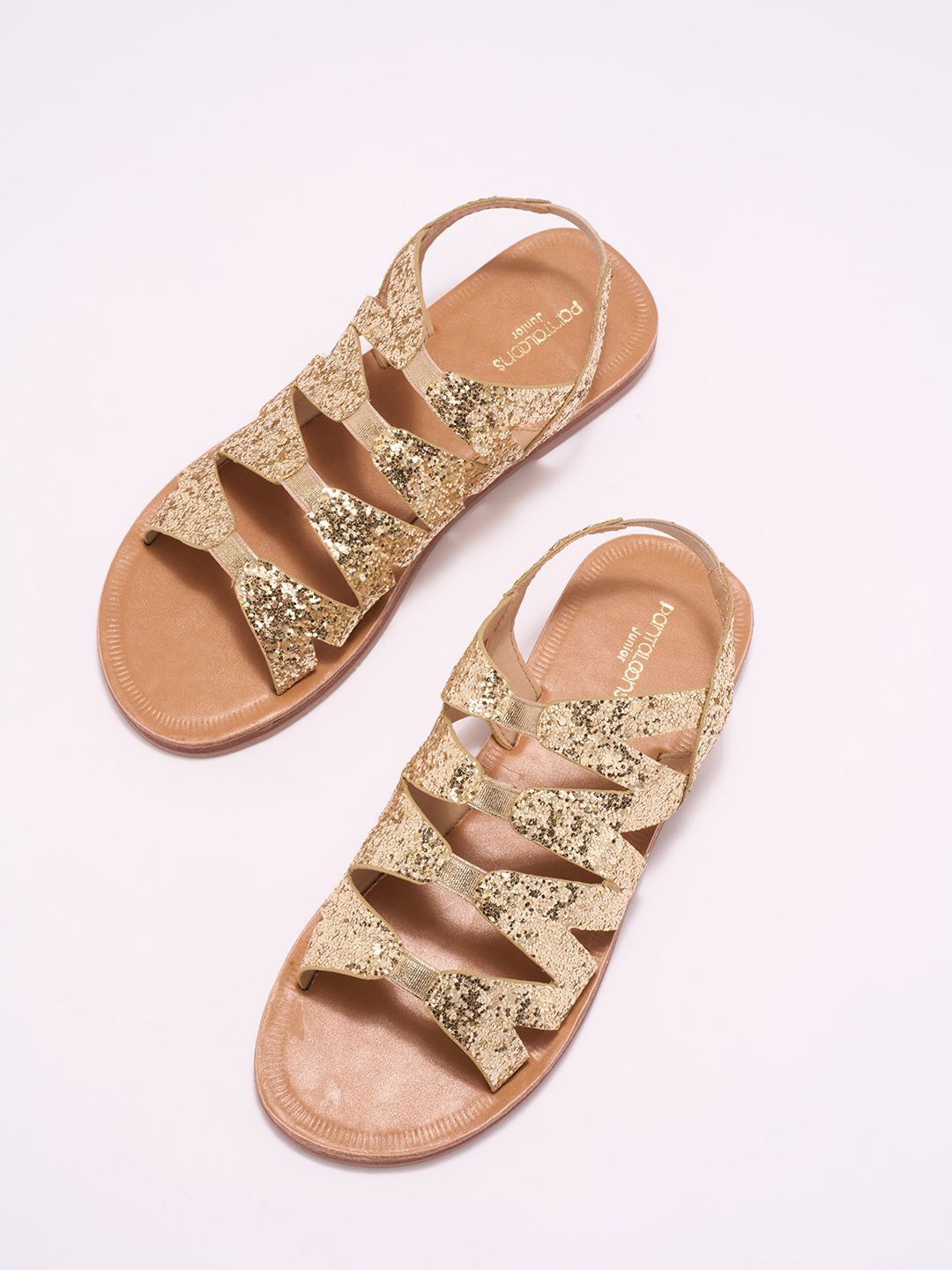 

Pantaloons Junior Girls Embellished Party Open Toe Flats, Gold