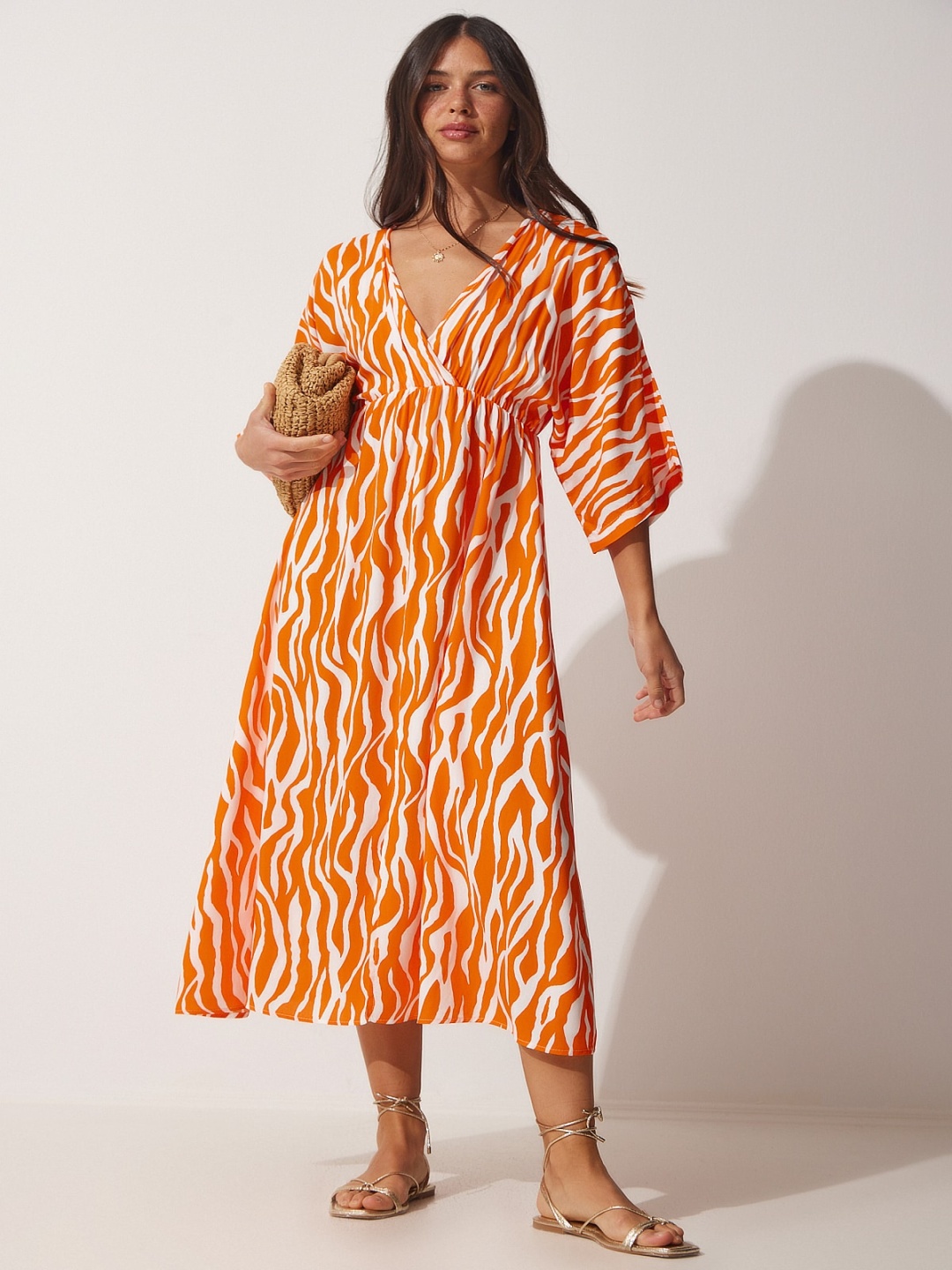 

Happiness istanbul Print A-Line Midi Dress, Na