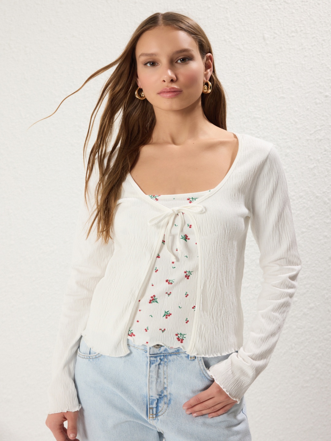 

Trendyol Striped Cotton Top, Na