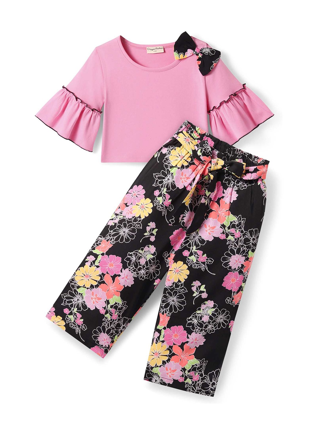 

CrayonFlakes Girls Top with Palazzos, Pink