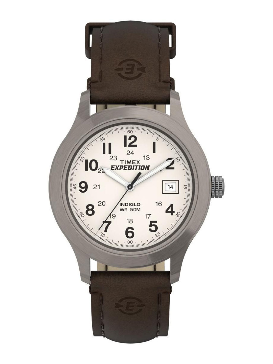 

Timex Men Brass Dial & Leather Textured Straps Analogue Watch T49870, White