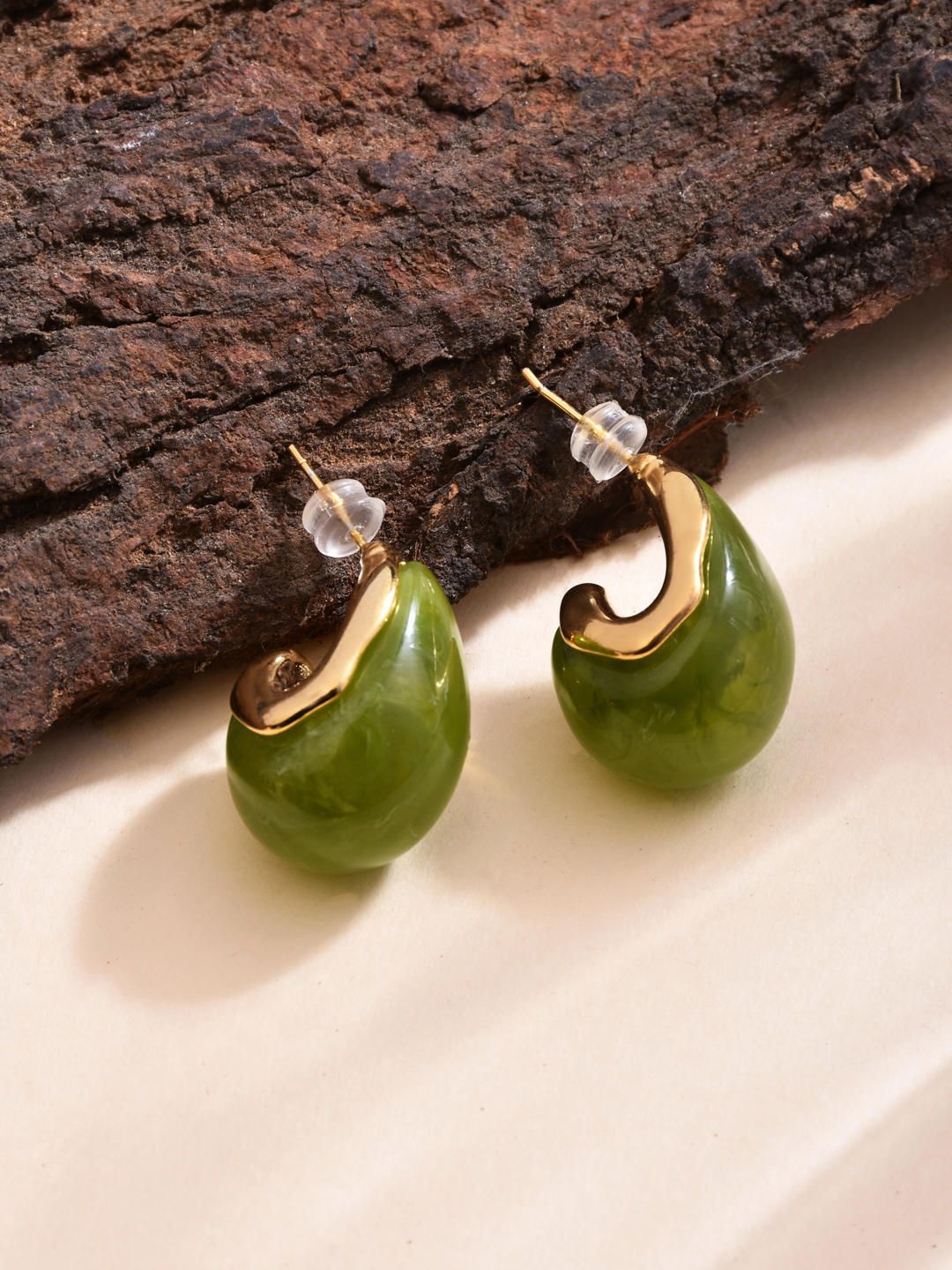 

Reenisaa Teardrop Shaped Studs Earrings, Olive