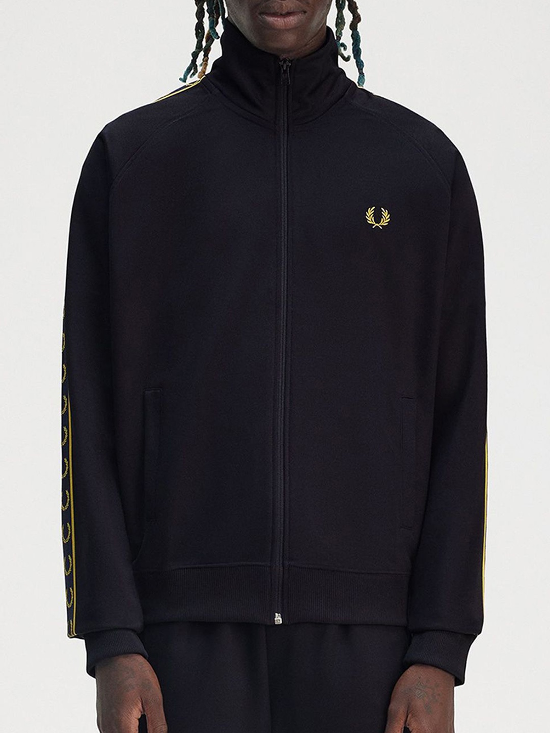 

Fred Perry Men Sporty Jacket with Embroidered, Navy blue