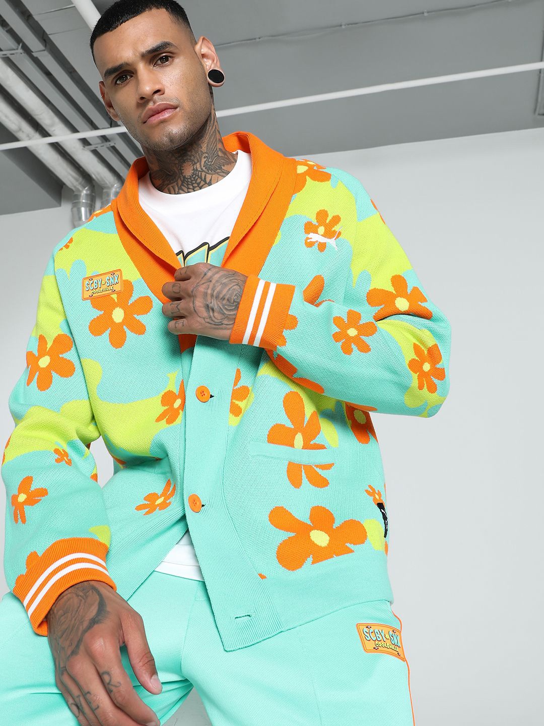 

PUMA Hoops Men Floral Printed Cardigan, Green