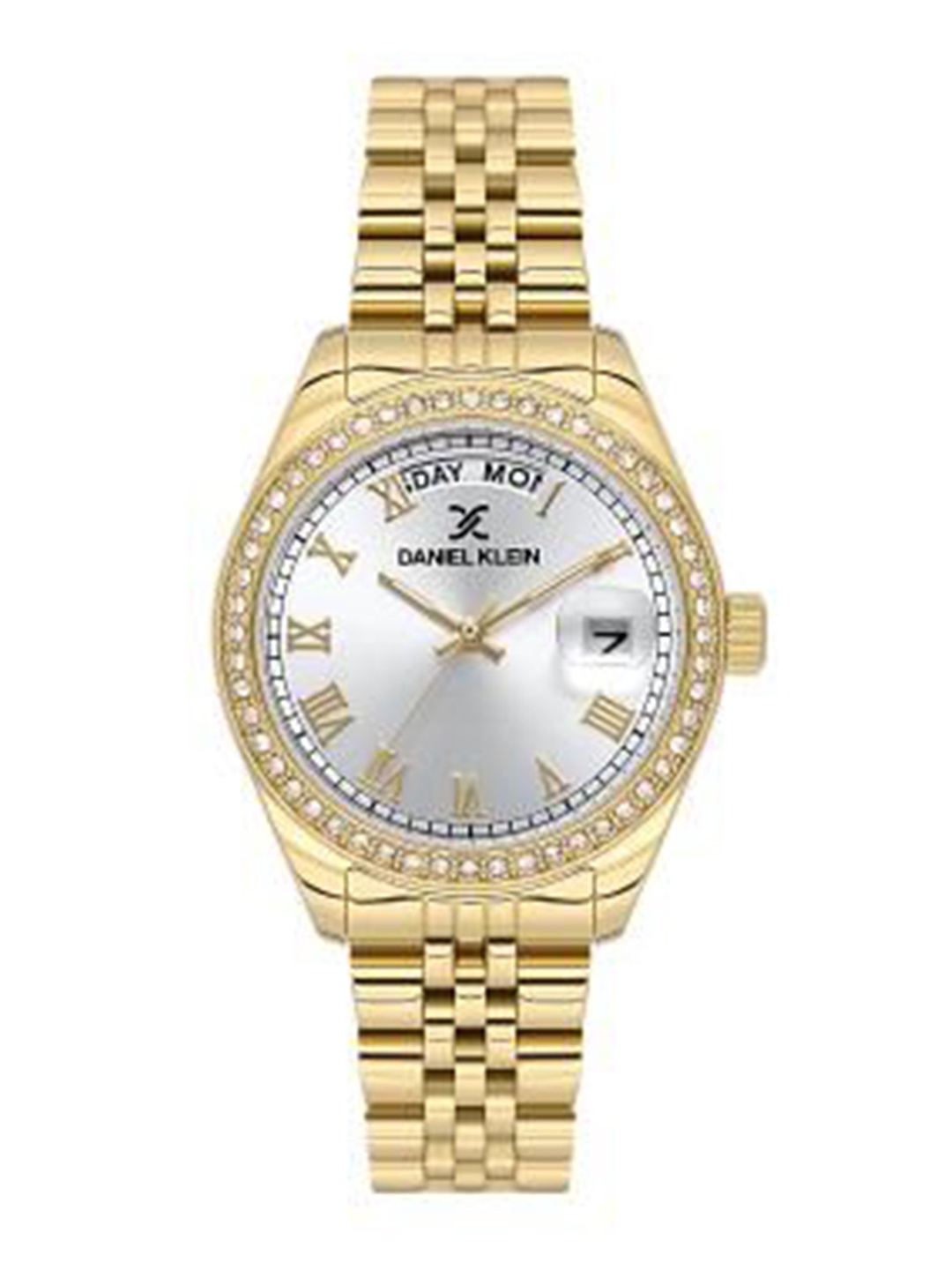 

Daniel Klein Women Embellished Dial & Stainless Steel Bracelet Style Straps Analogue Watch DK.1.13867-3, Gold