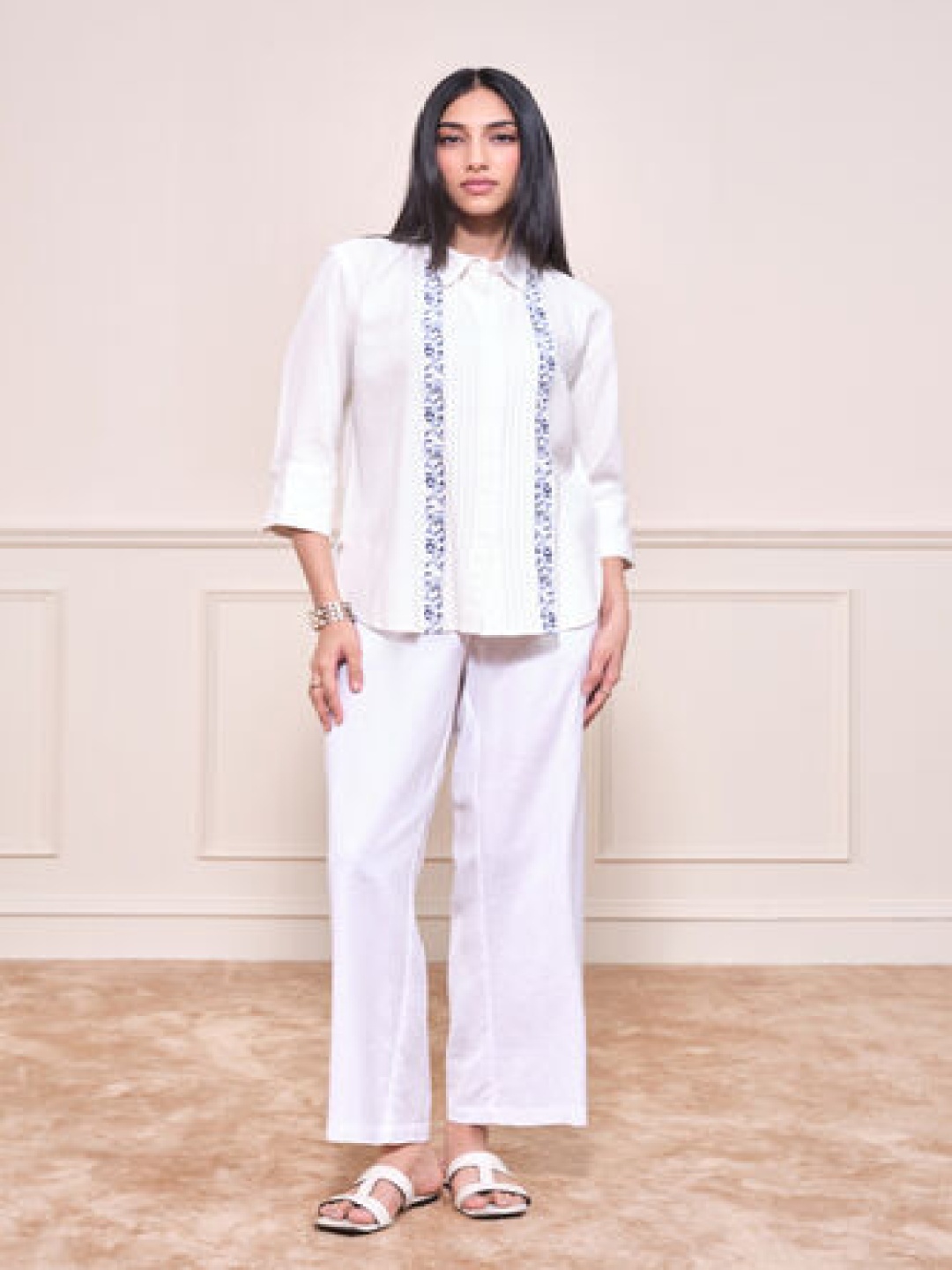 

AND Mandarin Collar Boxy Top, White