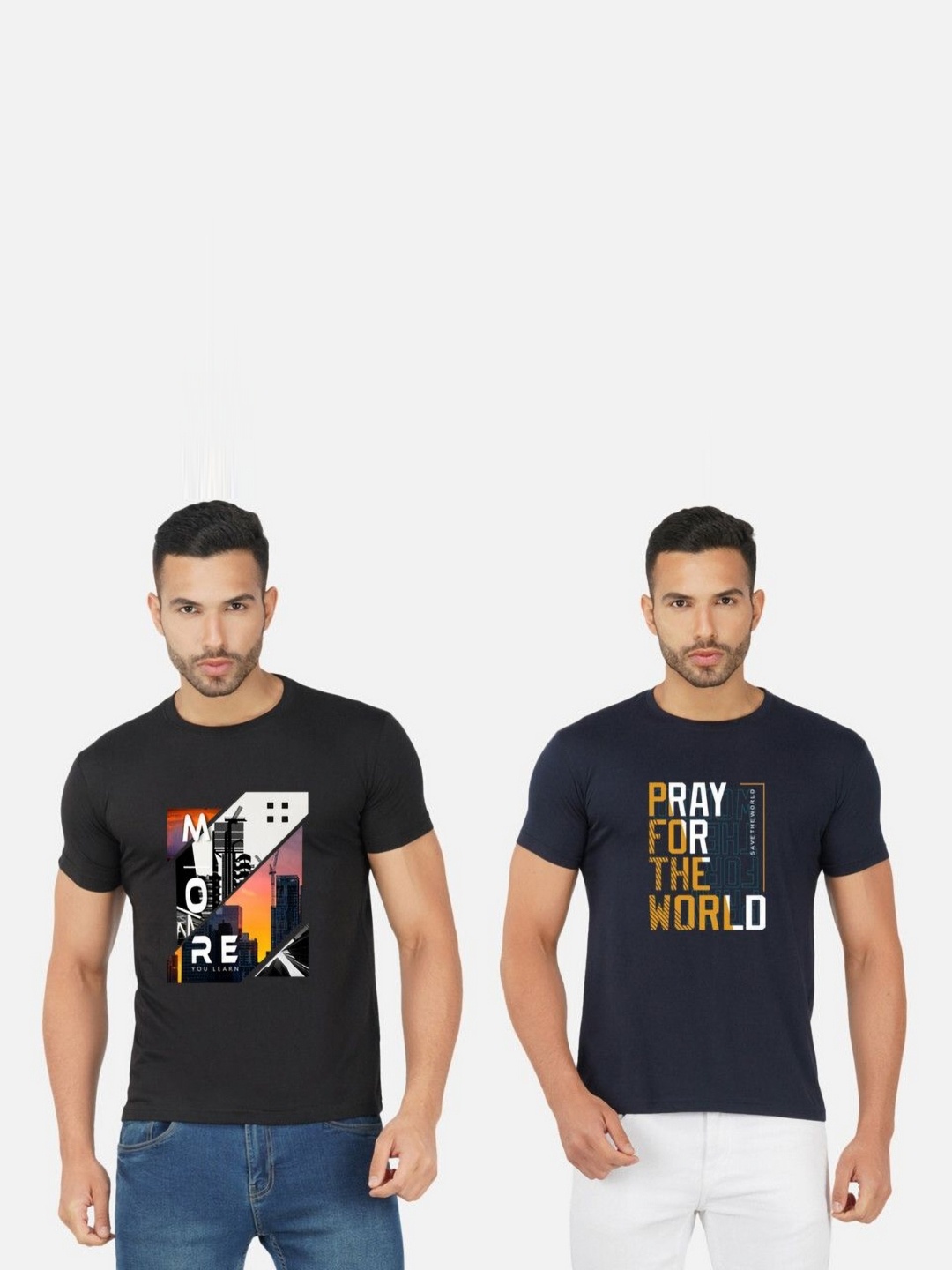 

GLOBAL NOMAD Men 2 Printed Bio Finish T-shirt, Black