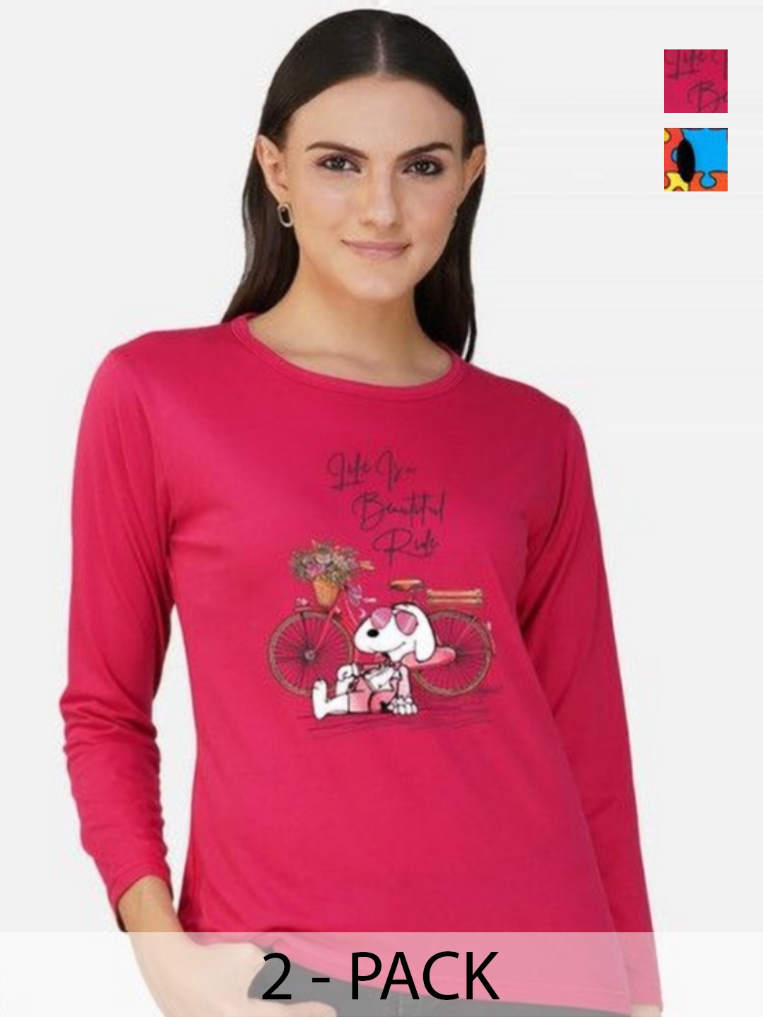 

Metronaut Women 2 Printed Bio Finish Applique T-shirt, Red