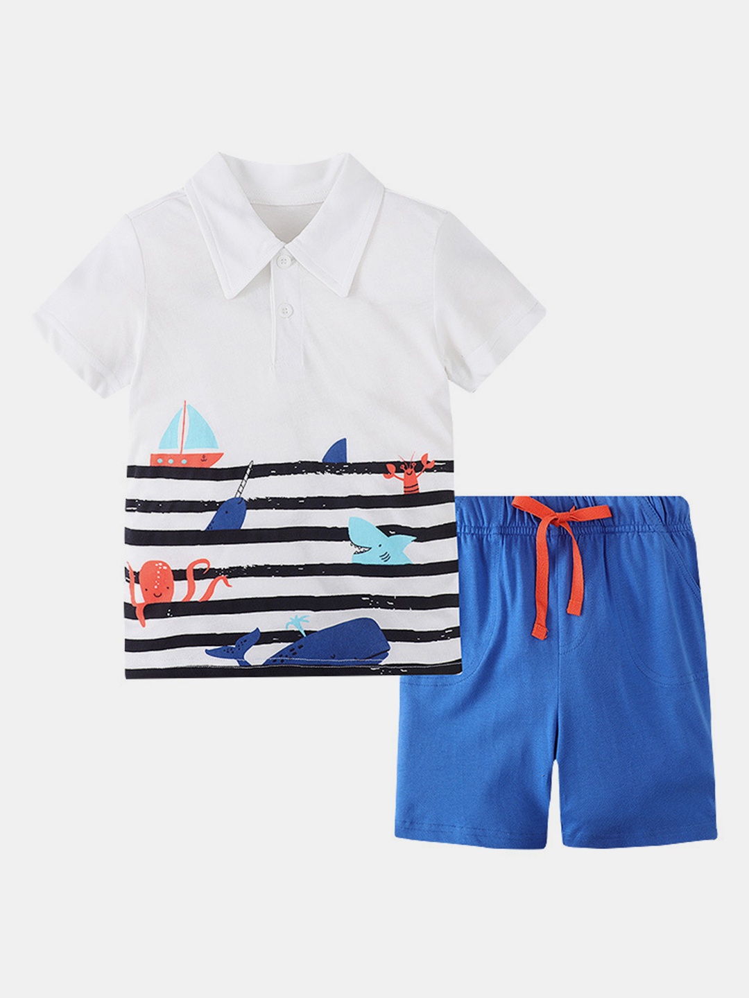 

YK Boys Printed T-shirt With Shorts, White