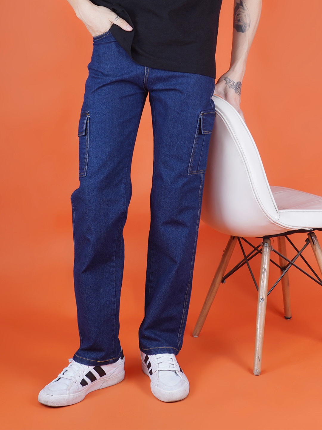 

Moda Rapido Men Classic Jogger Low Distress Jeans, Blue