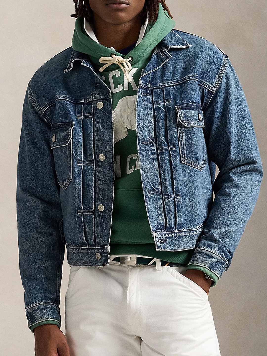 

Polo Ralph Lauren Pure Cotton Long Sleeve Trucker Jacket, Blue