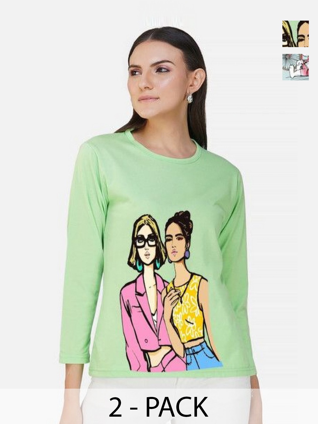 

Metronaut Women 2 Printed Bio Finish T-shirt, Turquoise blue